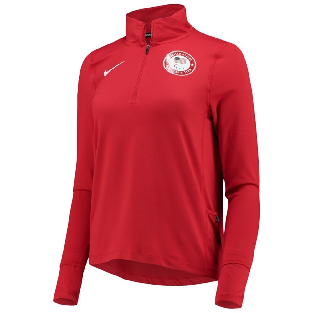 Women's Nike Red U.S. Paralympics Performance Quarter-Zip Jacket